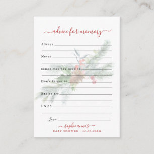 Carte D'accompagnement Conseils botaniques d'hiver pour le Baby shower ma