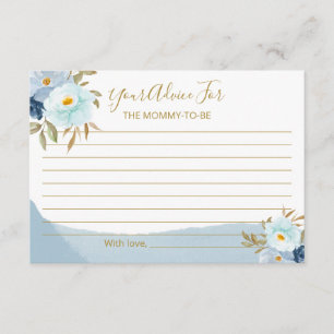 Carte D'accompagnement Conseils de Baby Shower Fleurale Aquarelle Bleu Cl