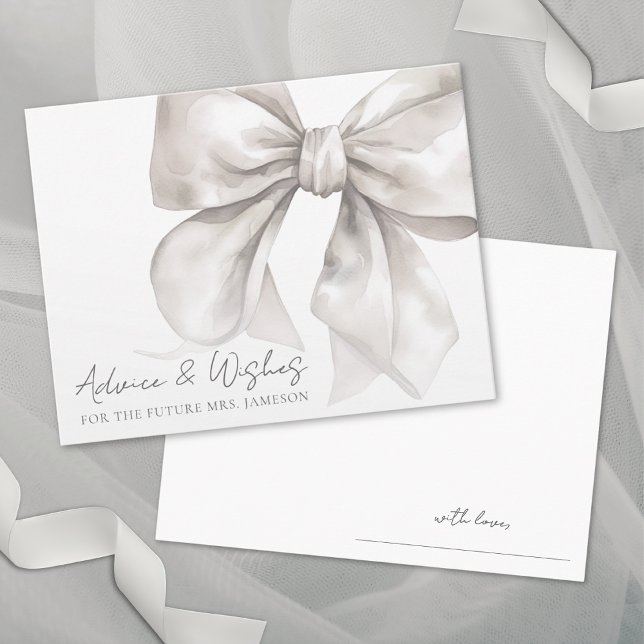 Carte D'accompagnement Conseils de Fête des mariées Bow (Bow Bridal Shower Advice Wishes Enclosure Card)