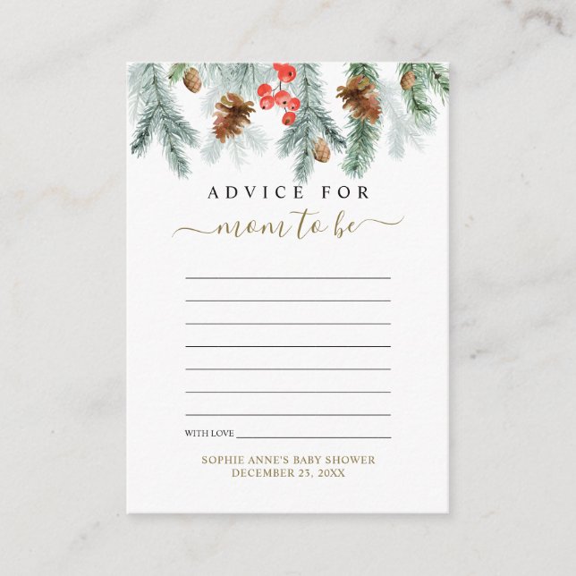 Carte D'accompagnement Conseils de verdure hivernale pour le Baby shower  (Devant)