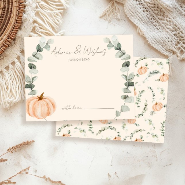 Carte D'accompagnement Conseils et souhaits Petit Baby shower Citrouille (Créateur téléchargé)