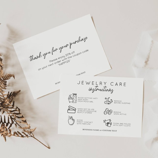 Carte D'accompagnement Conseils minimaux pour l'entretien des bijoux (Créateur téléchargé)