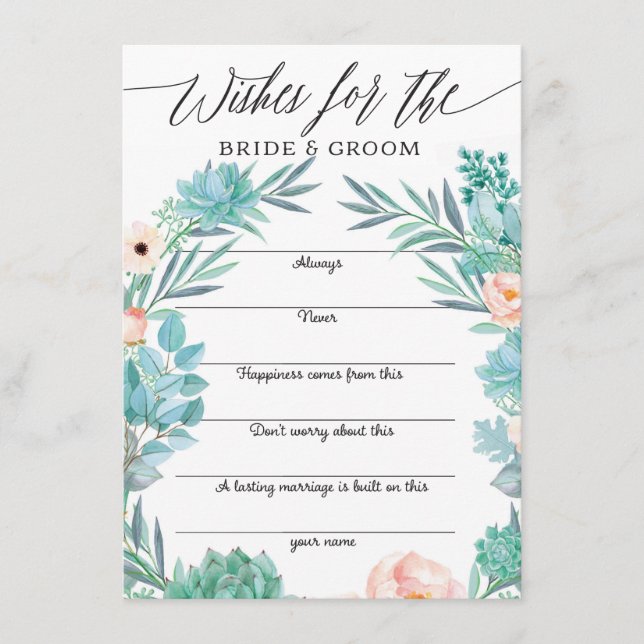 Carte D'accompagnement Conseils pour les voeux de mariage et de bien-être (Devant)