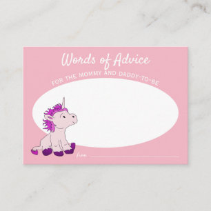 Carte D'accompagnement Conseils pour une Baby Shower Licorne Rose