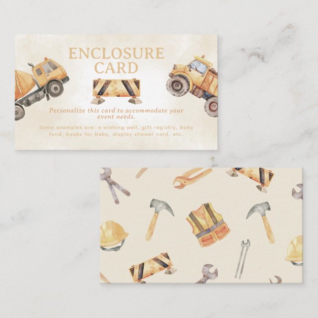 Carte D'accompagnement Construction (Devant / Derrière)