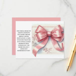 Carte D'accompagnement Coquette Baby shower Bow rose Livres pour bébé