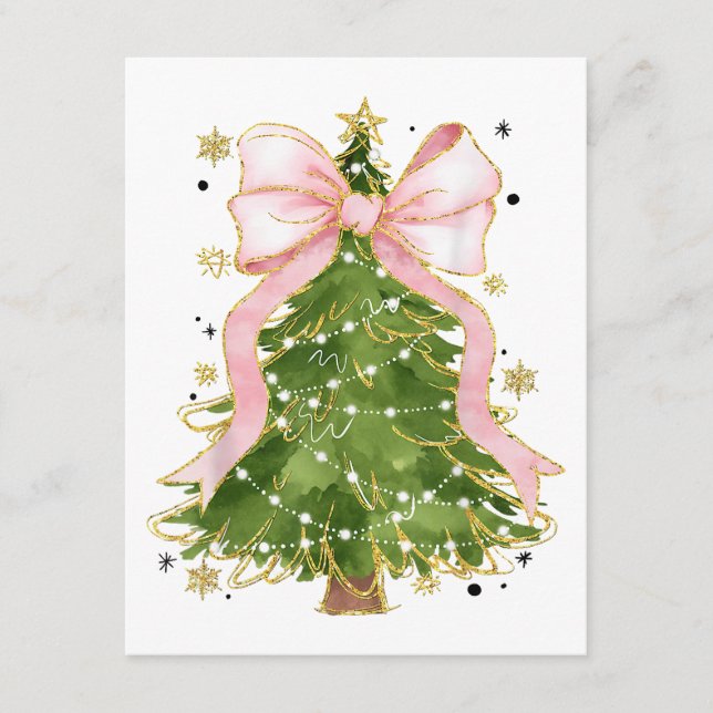 Carte D'accompagnement Coquette Bow Christmas Tree Vacances Fille tenue W (Devant)