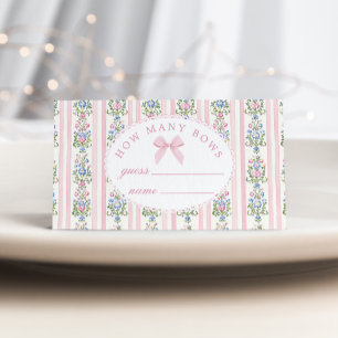 Carte D'accompagnement Coquette Bow rose Combien de Bows jeu de baby show