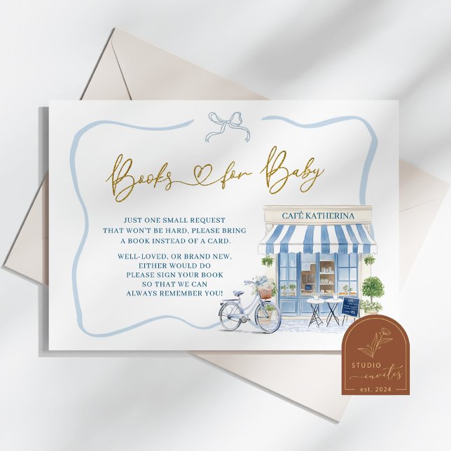 Carte D'accompagnement Coquette Café parisien French Blue Livres pour béb (Créateur téléchargé)