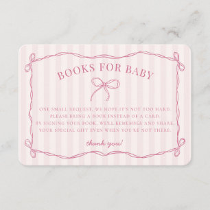 Carte D'accompagnement Coquette rose Bow Pastel Douche Livres pour bébé