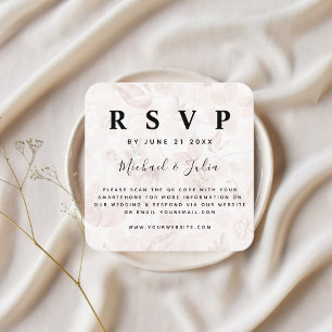Carte D'accompagnement Coral Blush rose Floral Chic QR Code Mariage RSVP