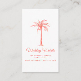 Carte D'accompagnement Coral Palm Tree Tropical Beach Wedding Website