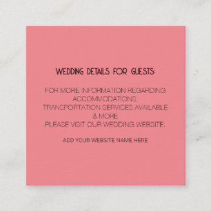 Carte D'accompagnement Coral Rose Black Détails Mariage Pour Les Clients 