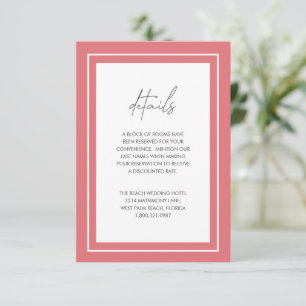 Carte D'accompagnement Coral rose gras Bordure moderne Mariage