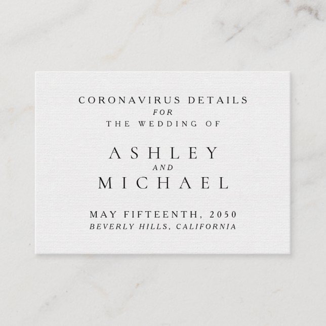 Carte D'accompagnement Coronavirus noir et blanc simple E (Devant)