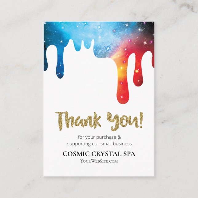 Carte D'accompagnement *~* COSMIC DRIPS Logo MERCI QR AP8 Review (Devant)