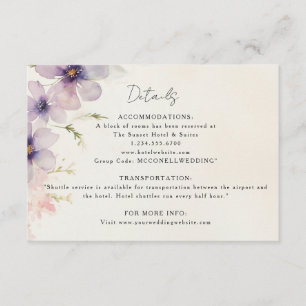 Carte D'accompagnement Cosmos aquarelle mariage floral fiche de détails