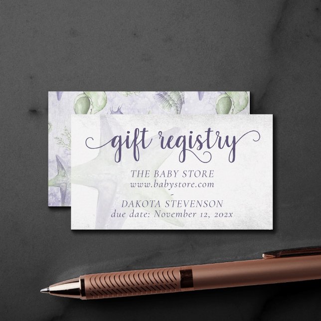 Carte D'accompagnement Côte Chic | Registre nautique violet et vert (Créateur téléchargé)