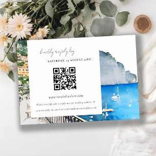 Carte D'accompagnement Côte d'Amalfi Italie Mariage paysager QR Code RSVP