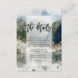 Carte D'accompagnement Côte d'Amalfi, l'information de détails de mariage