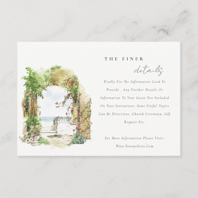 Carte D'accompagnement Côte Floral Arch Beach Seascape Mariage détails (Devant)