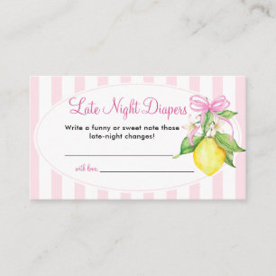 Carte D'accompagnement Couche-culotte de nuit Ticket de jeu de citrons