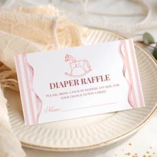 Carte D'accompagnement Couche de bébé pour Baby Shower Rose Vintage Fille