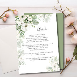 Carte D'accompagnement Couleur d'eau rose vert pâle détails du mariage