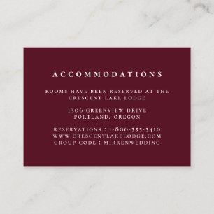 Carte D'accompagnement Couleur Solide Bourgogne Rouge Mariage Hébergement