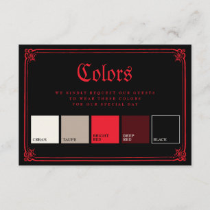 Carte D'accompagnement Couleurs de mariage gothique noir rouge tenue