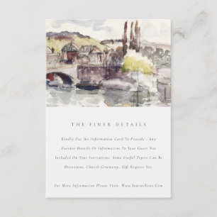 Carte D'accompagnement Country Bridge Riverside Watercolor Mariage détail