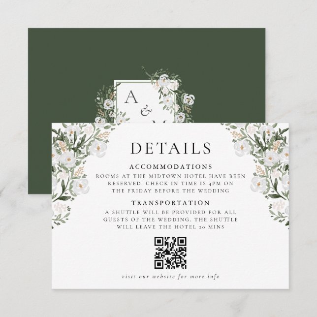 Carte D'accompagnement Country Manor Détails du Mariage (Devant / Derrière)