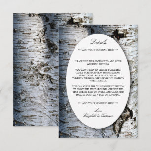 Carte D'accompagnement Country Rustic Birch Tree Mariage détails
