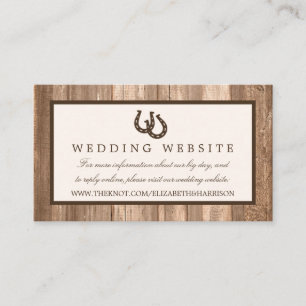 Carte D'accompagnement Country Rustic Horseshoe & Brown Wood Mariage