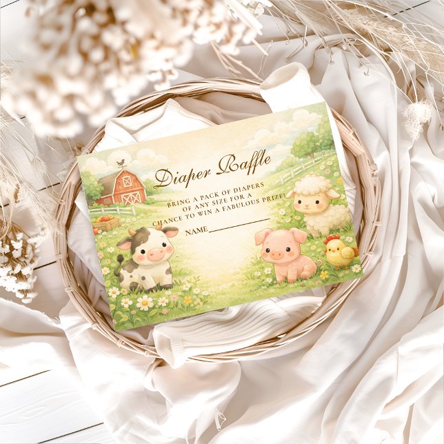 Carte D'accompagnement Countryside Barnyard Baby Shower Diapper Raffle (Créateur téléchargé)