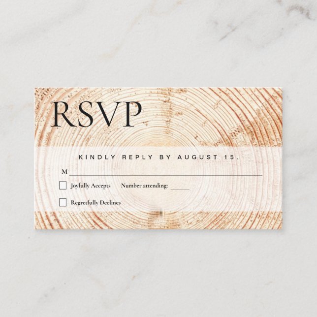 Carte D'accompagnement Coupe de bois rustique coupe mariage rsvp (Devant)