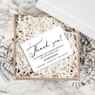 Carte D'accompagnement Coupon pour petites entreprises Merci de script si