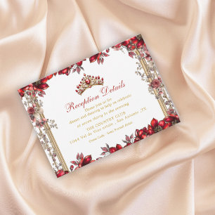 Carte D'accompagnement Couronne de fleurs Tiara Rouge Quinceañera