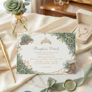 Carte D'accompagnement Couronne de Rose Verte Sage Occidentale Quinceañer
