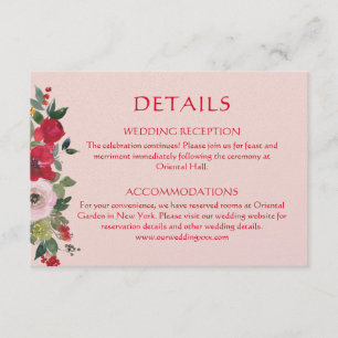 Carte D'accompagnement Couronne florale orange rose détails de mariage ch