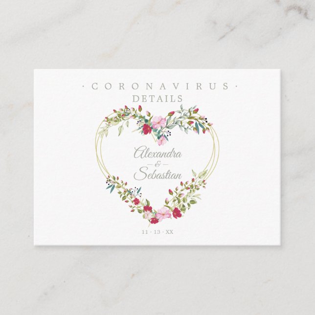 Carte D'accompagnement Covid19 Details Sophisticated Red Chic Heart (Devant)