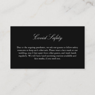 Carte D'accompagnement Covid 19 Sécurité Élégant Mariage noir et blanc