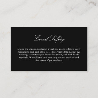 Carte D'accompagnement Covid 19 Sécurité Élégant Mariage noir et blanc