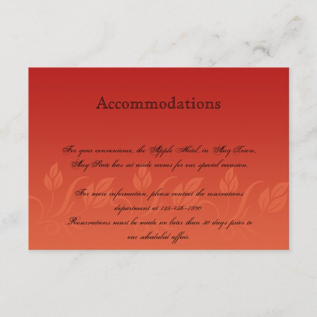 Carte D'accompagnement Cranberries sur Orange Stripe Mariage Hotel Insert (Devant)