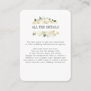 Carte D'accompagnement Cream and Forest Green MARIAGE Détails Directions