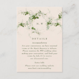 Carte D'accompagnement Cream Eucalyptus Wreath Monogram Détails du Mariag