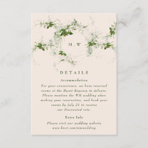 Carte D'accompagnement Cream Eucalyptus Wreath Monogram Détails du Mariag