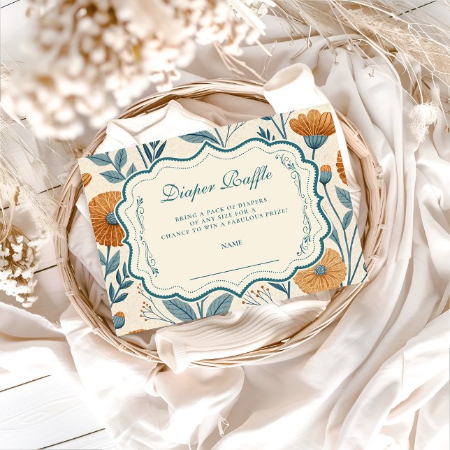 Carte D'accompagnement Cream Garden Botanical Diapper Raffle (Créateur téléchargé)