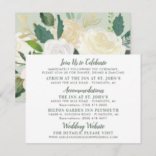 Carte D'accompagnement Cream Gold Floral Greenery Information Mariage