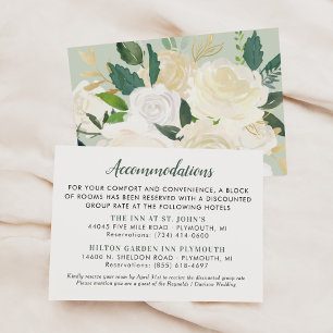 Carte D'accompagnement Cream Gold Floral Verdure Mariage Hébergements